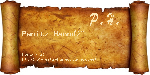 Panitz Hannó névjegykártya